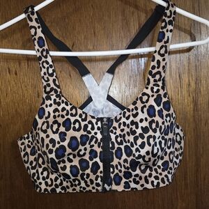 Leopard Print Zip-Front Sports Bra